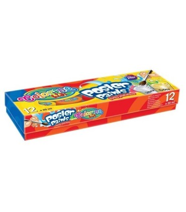 Farby plakatowe Colorino 12 kolorów + GRATIS! plastelina 12 kolorów