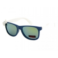 Okulary przeciwsłoneczne dziecięce UV 400, z KOKARDKĄ granatowo-białe