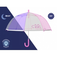 Dziecięca głęboka parasolka z odblaskową lamówką, różowo-biała