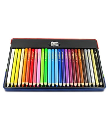 Grube kredki ołówkowe 26 kolorów Bambino + gratis, metalowe opakowanie