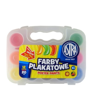 Farby plakatowe Astra w walizce 12 kolorów 20ml