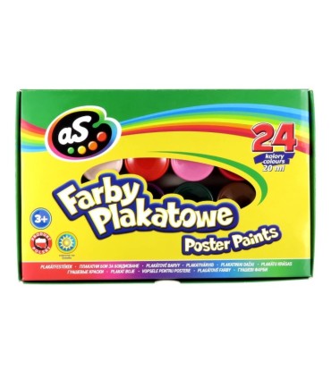 Farby plakatowe Astra AS, 24 kolory w słoiczkach po 20ml