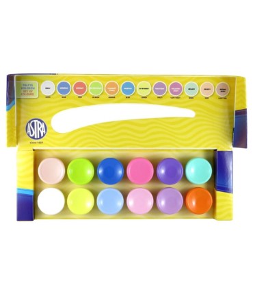 Farby plakatowe PASTELOWE 12 kolorów x 20 ml, Astra