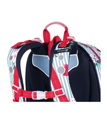 Plecak dwukomorowy dla dziewczynki Topgal MIRA 21008 G KWIATY I PASKI