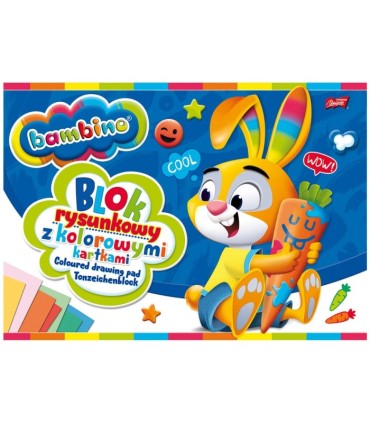 Blok rysunkowy BAMBINO 16 kolorowych kartek A4 Unipap