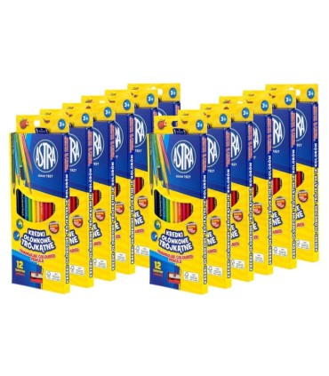 ZESTAW 12 X kredki ołówkowe trójkątne Astra Vision 12 KOLORÓW + temperówka