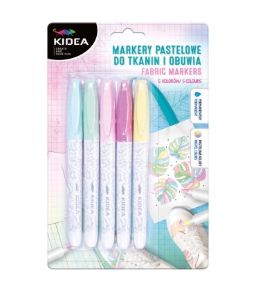 Markery pastelowe do tkanin i butów KIDEA - 5 kolorów 