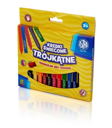 Kredki świecowe trójkątne 12 kolorów ASTRA