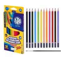 Kredki ołówkowe akwarelowe 12 kolorów + pędzelek ASTRA