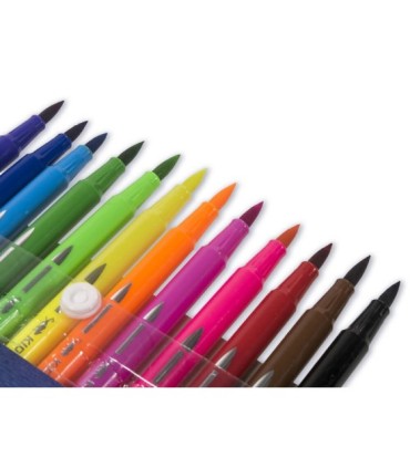 Pisaki dwustronne pędzelkowe KIDEA - 12 kolorów