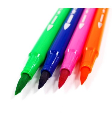 Pisaki dwustronne pędzelkowe KIDEA - 12 kolorów