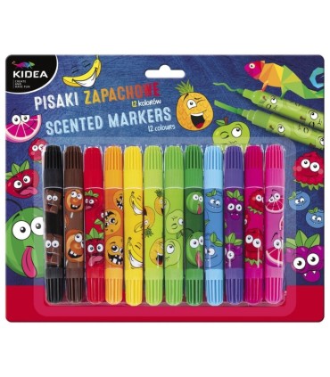 Pisaki zapachowe owocowe dwustronne Kidea 12 kolorów