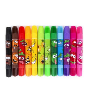 Pisaki zapachowe owocowe dwustronne Kidea 12 kolorów