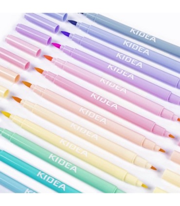 Pisaki dwustronne pastelowe brush KIDEA - 12 kolorów