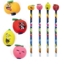 Ołówki grafitowe HB z owocowymi pachnącymi gumkami owocami - 4 sztuki