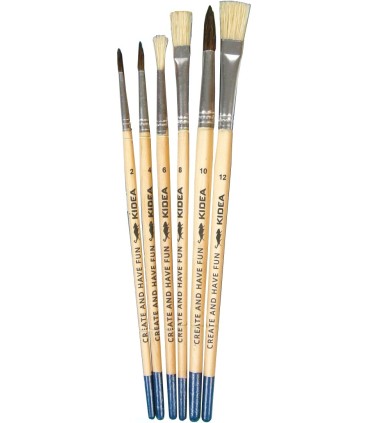 Pędzle z naturalnego włosia Kidea 6 szt. 2/4/6/8/10/12