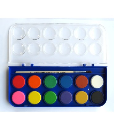 Farby akwarelowe Kidea 12 kolorów + pędzelek