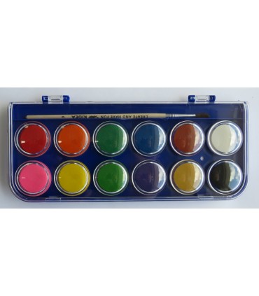 Farby akwarelowe Kidea 12 kolorów + pędzelek