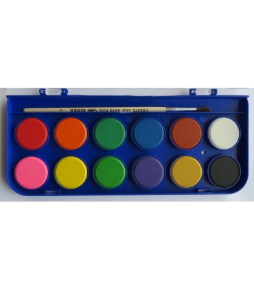 Farby akwarelowe Kidea 12 kolorów + pędzelek