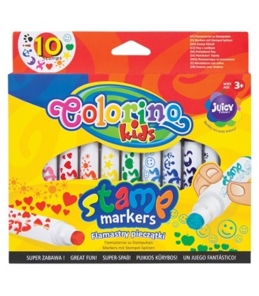 Flamastry ze stempelkami grube Jumbo Colorino 10 kolorów