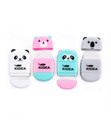 2 w 1 temperówka z pojemnikiem i gumka z zatyczką Kidea miś różowy