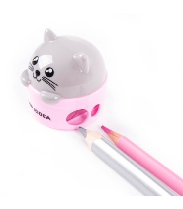 Temperówka z pojemnikiem podwójna Kidea pastelowe zwirzątko miś