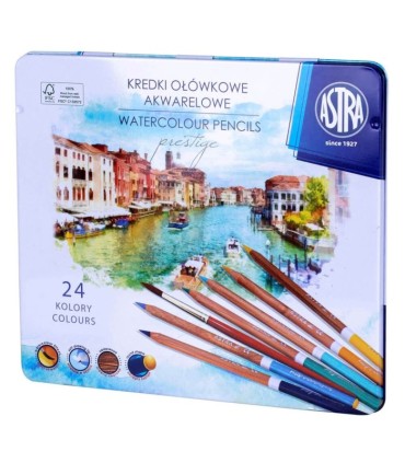 ASTRA Prestige Kredki Ołówkowe Drewno Cedrowe 36 kolorów, metalowe pudełko