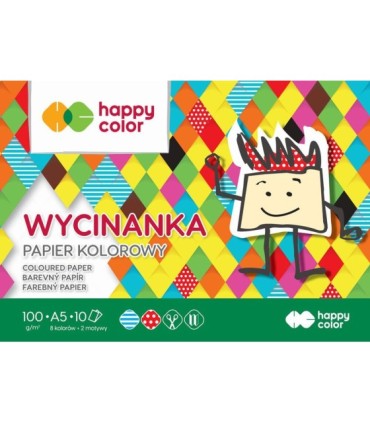 Blok wycinanka A5 Happy Color, papier kolorowy - 10 kart