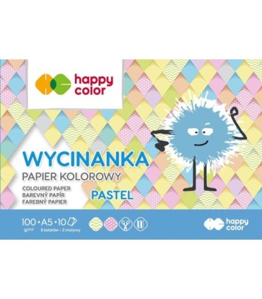 Blok wycinanka A5 Happy Color, papier kolorowy pastelowy - 10 kart