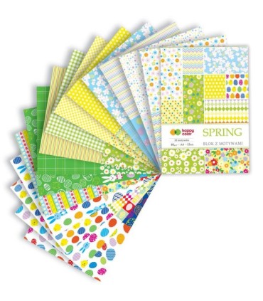 Blok kreatywny z motywami Spring A4 Happy Color, wycinanka - 15 kart