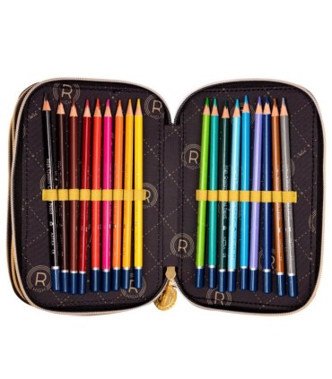 Trzykomorowy piórnik JUMBO z wyposażeniem RAINBOW HIGH GOLDEN STYLE, ASTRA