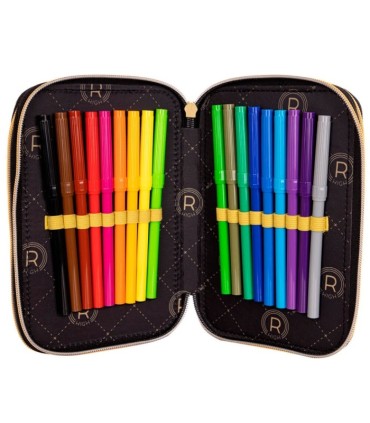 Trzykomorowy piórnik JUMBO z wyposażeniem RAINBOW HIGH GOLDEN STYLE, ASTRA