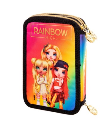 Trzykomorowy piórnik JUMBO z wyposażeniem RAINBOW HIGH GOLDEN STYLE, ASTRA