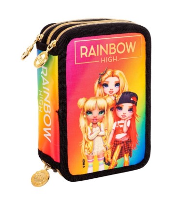 Trzykomorowy piórnik JUMBO z wyposażeniem RAINBOW HIGH GOLDEN STYLE, ASTRA