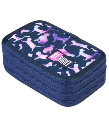 Piórnik trzykomorowy z wyposażeniem St.Right COSMIC CATS PC05