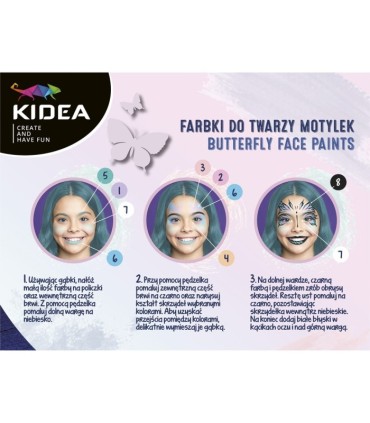 Farbki do twarzy + akcesoria zestaw MOTYLEK KIDEA