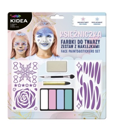 Farbki do twarzy + akcesoria zestaw KSIĘŻNICZKA KIDEA