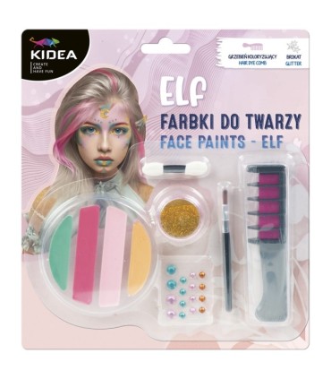 Farbki do twarzy i włosów + akcesoria zestaw ELF KIDEA