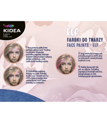Farbki do twarzy i włosów + akcesoria zestaw ELF KIDEA