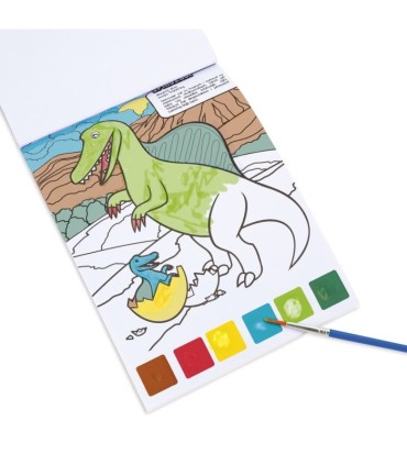 Malowanka z farbkami i pędzelkiem DINOZAURY KIDEA