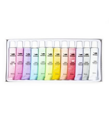 Farby akrylowe pastelowe 12 tubek x 12 ml KIDEA