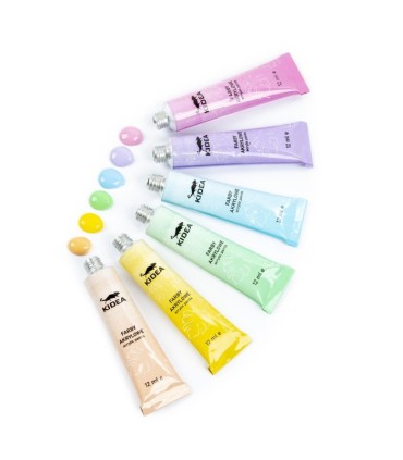 Farby akrylowe pastelowe 12 tubek x 12 ml KIDEA