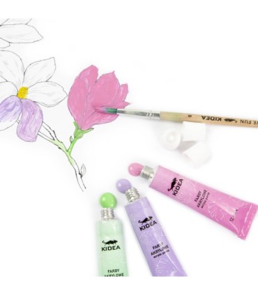 Farby akrylowe pastelowe 12 tubek x 12 ml KIDEA