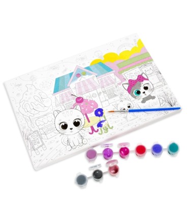 Malowanie po numerach na podobraziu - kotki, Kidea