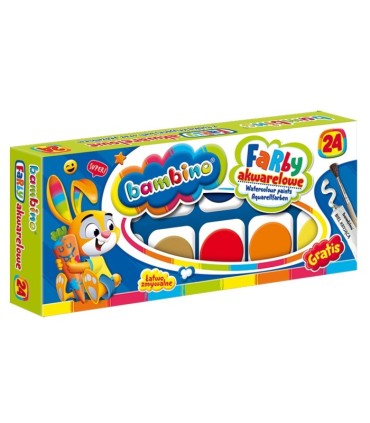 Farby akwarelowe z pędzelkiem Bambino, 12 kolorów