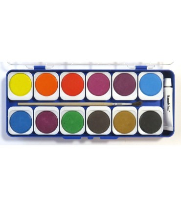 Farby akwarelowe z pędzelkiem Bambino, 12 kolorów