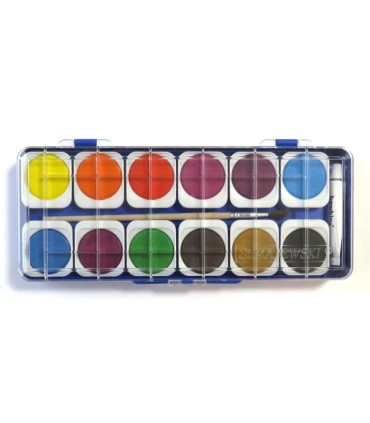 Farby akwarelowe z pędzelkiem Bambino, 12 kolorów