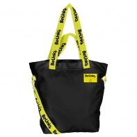 Duża torba damska na ramię Shopperka Paso czarna z żółtymi uchwytami