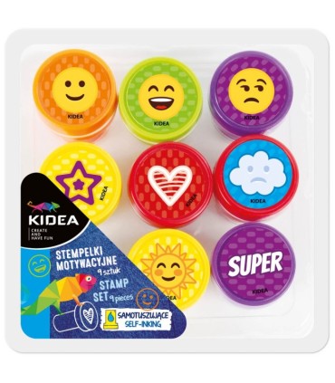 STEMPELKI PIECZĄTKI MOTYWACYJNE 9 SZT KIDEA EMOTKI