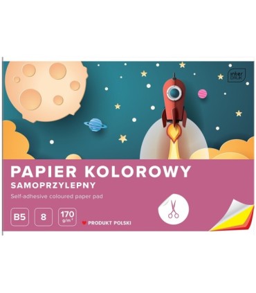 PAPIER KOLOROWY SAMOPRZYLEPNY B5 8 KOLORÓW 170g